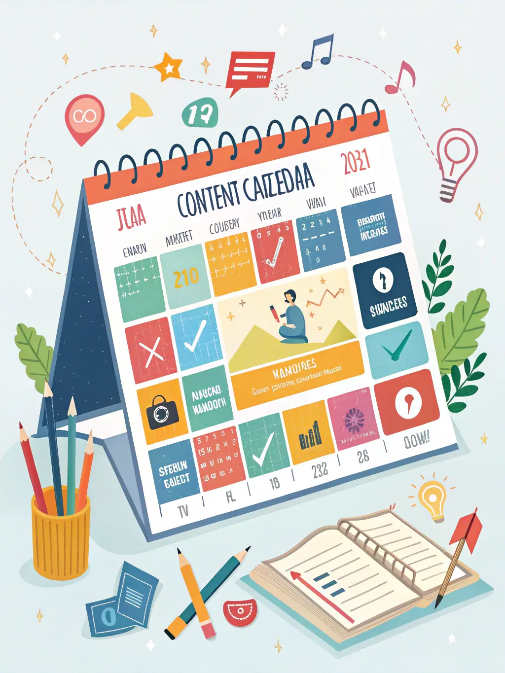 A visually appealing content calendar showcasing a variety of engaging posts scheduled for LinkedIn, representing DI Flow's content management service.