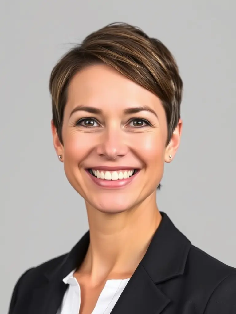 A professionally styled headshot of a business executive, optimized for LinkedIn, showcasing a confident and approachable demeanor, suitable for use in the DI Profil service description.