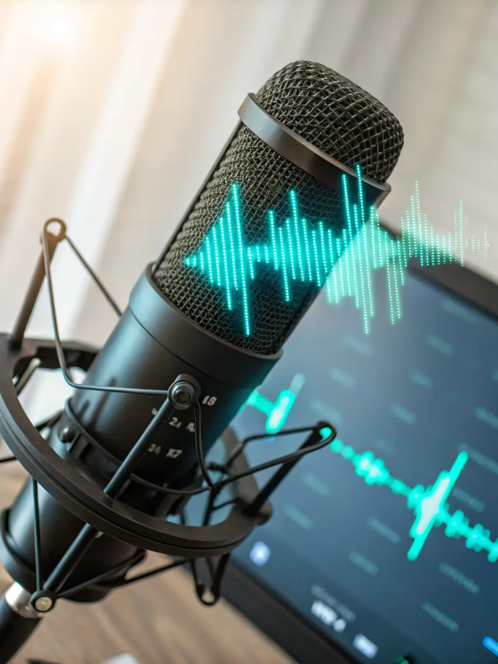 A microphone with sound waves emanating from it, representing the development of a unique and authentic brand voice through the DI Voice service.